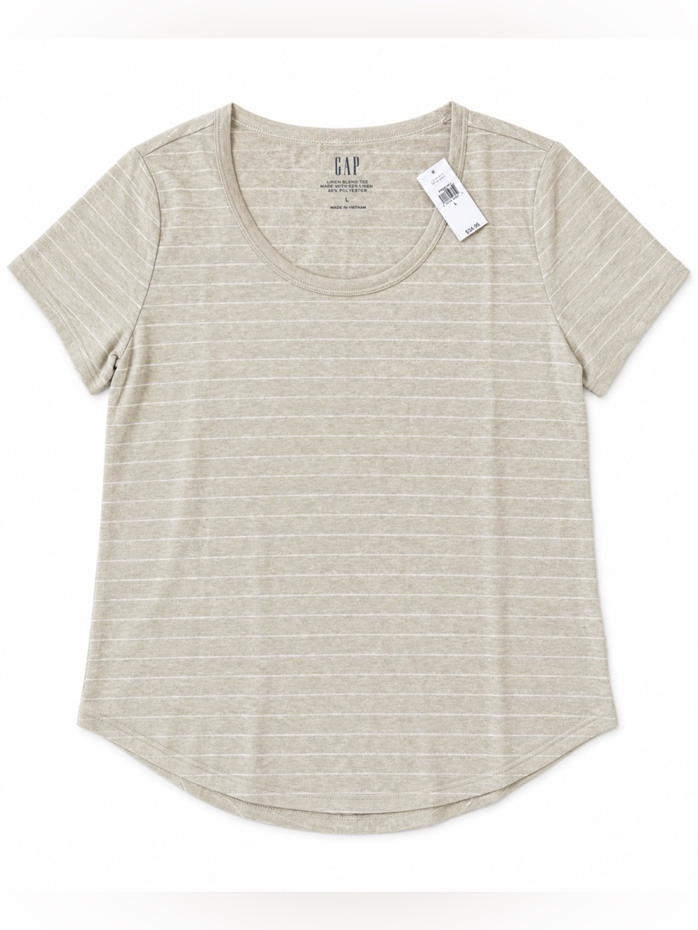 GAP Short Sleeve Scoop Neck Tee in Beige Stripe